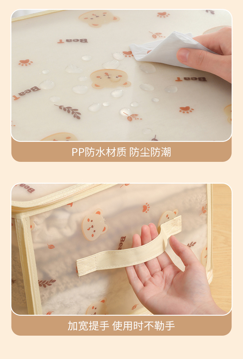 新品PP防水收纳箱透明带拉链衣物收纳盒原创卡通桌面化妆品整理盒详情9