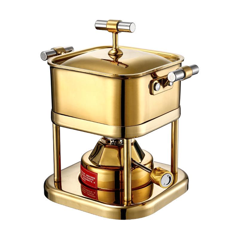 Stainless Steel Square Alcohol Stove Small Hot Pot One Pot Inflatable Gas Stove Heart Self-Service Small Shabu Single hot Pot Item Picture