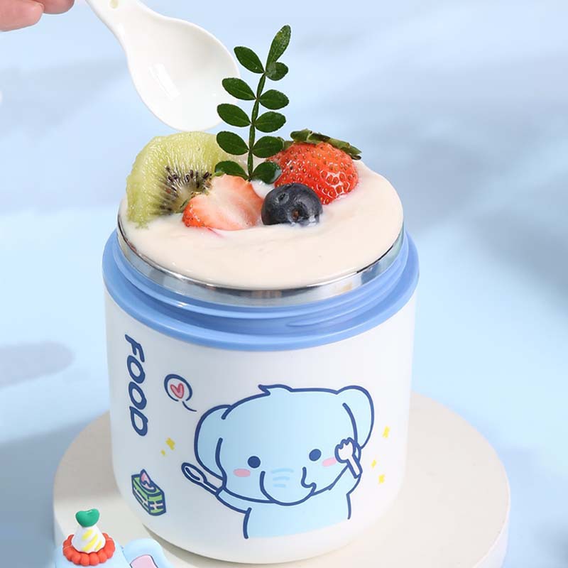 S42-6742 Oatmeal breakfast soup cup 304 stainless steel milk cup portable cute cup with spoon for students Item Picture
