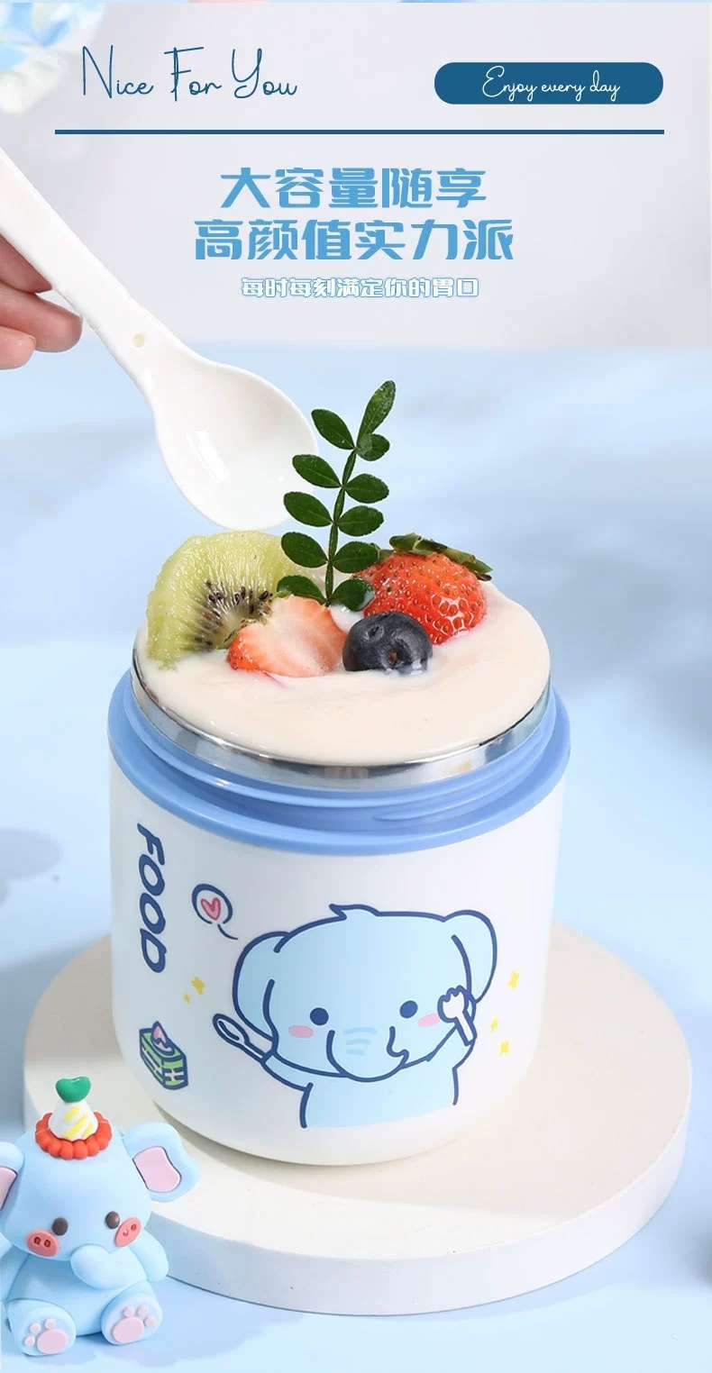 S42-6742 Oatmeal breakfast soup cup 304 stainless steel milk cup portable cute cup with spoon for students undefined