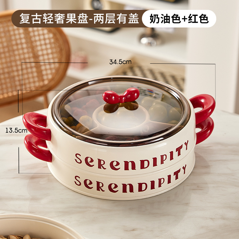 J06-6954-1 A layer of uncovered creative bow dry fruit tray household divided candy box set fruit tray undefined