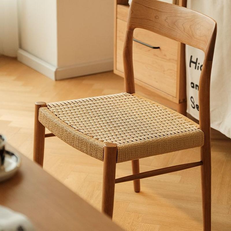non-evening chair vintage solid wood dining chair home mid-ancient chair cherrywood furniture nordic rattan rattan chair