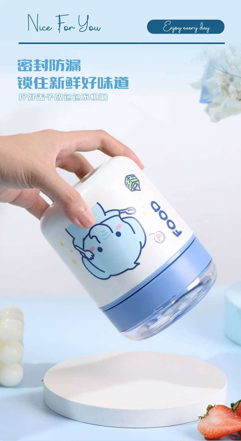 S42-6742 Oatmeal breakfast soup cup 304 stainless steel milk cup portable cute cup with spoon for students Application Scenario