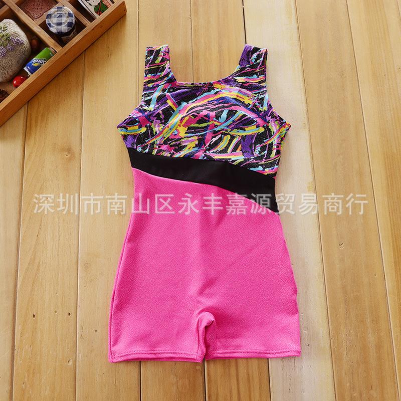 foreign trade children's stitching flash ethnic one-piece ballet performance clothes practice grade examination gym outfit sleeveless hot