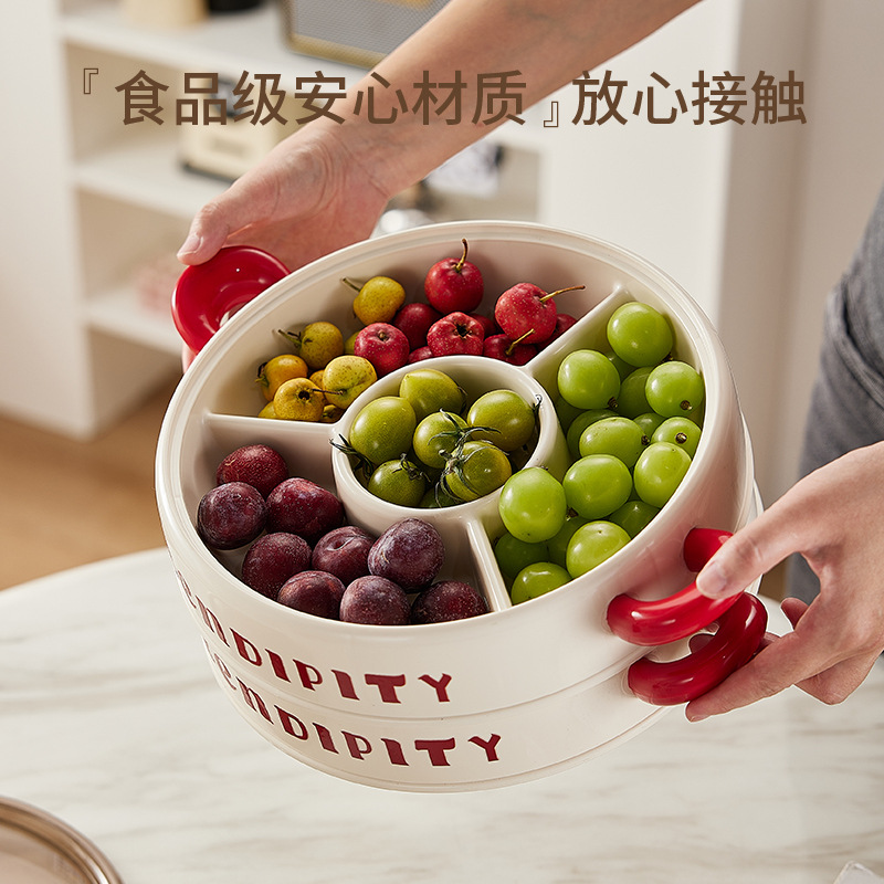 J06-6954-1 A layer of uncovered creative bow dry fruit tray household divided candy box set fruit tray undefined