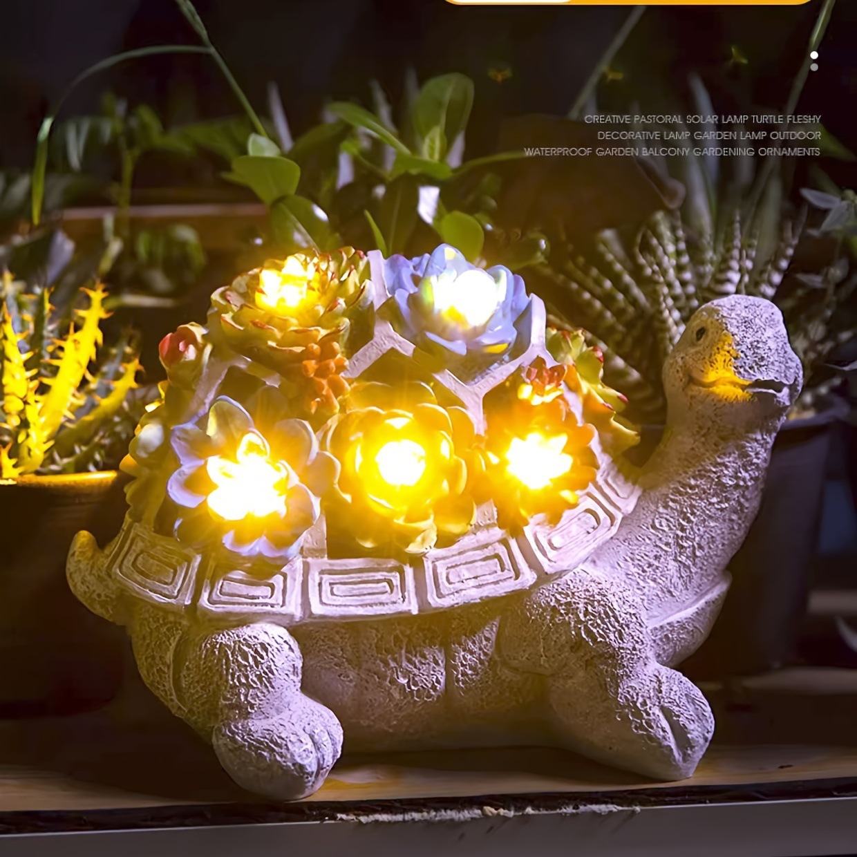 太阳能多肉乌龟雕像灯树脂户外防水工艺品动物园林花园庭院灯摆件详情5