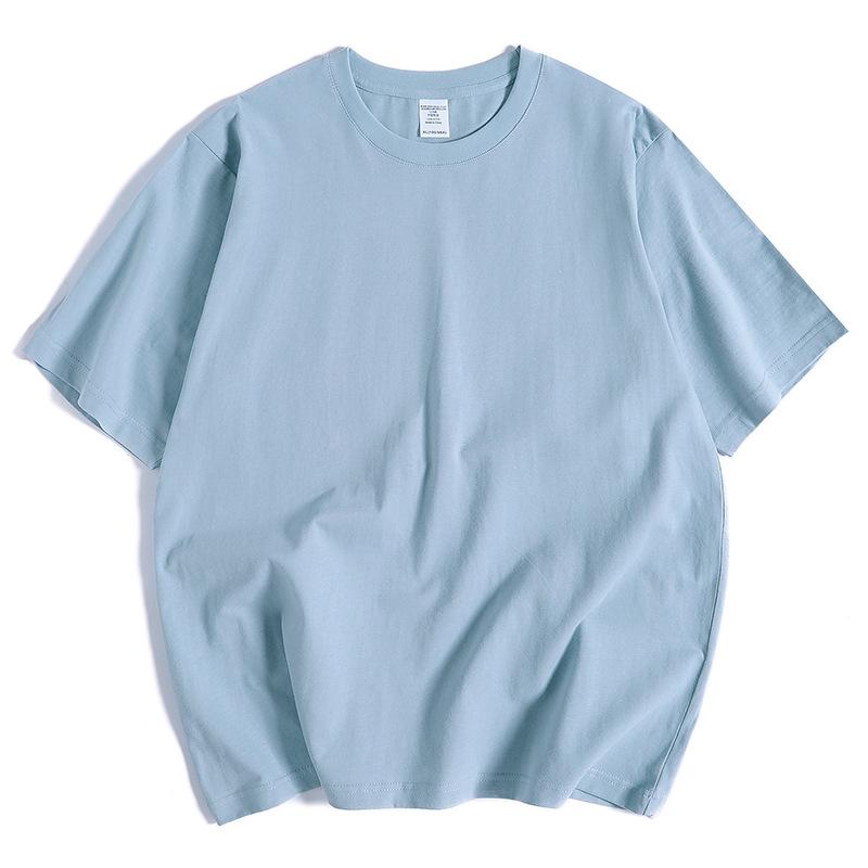 240g american heavy pure cotton solid color half sleeve t-shirt men's fashion brand european code off shoulder clothes short sleeve factory wholesale Item Picture