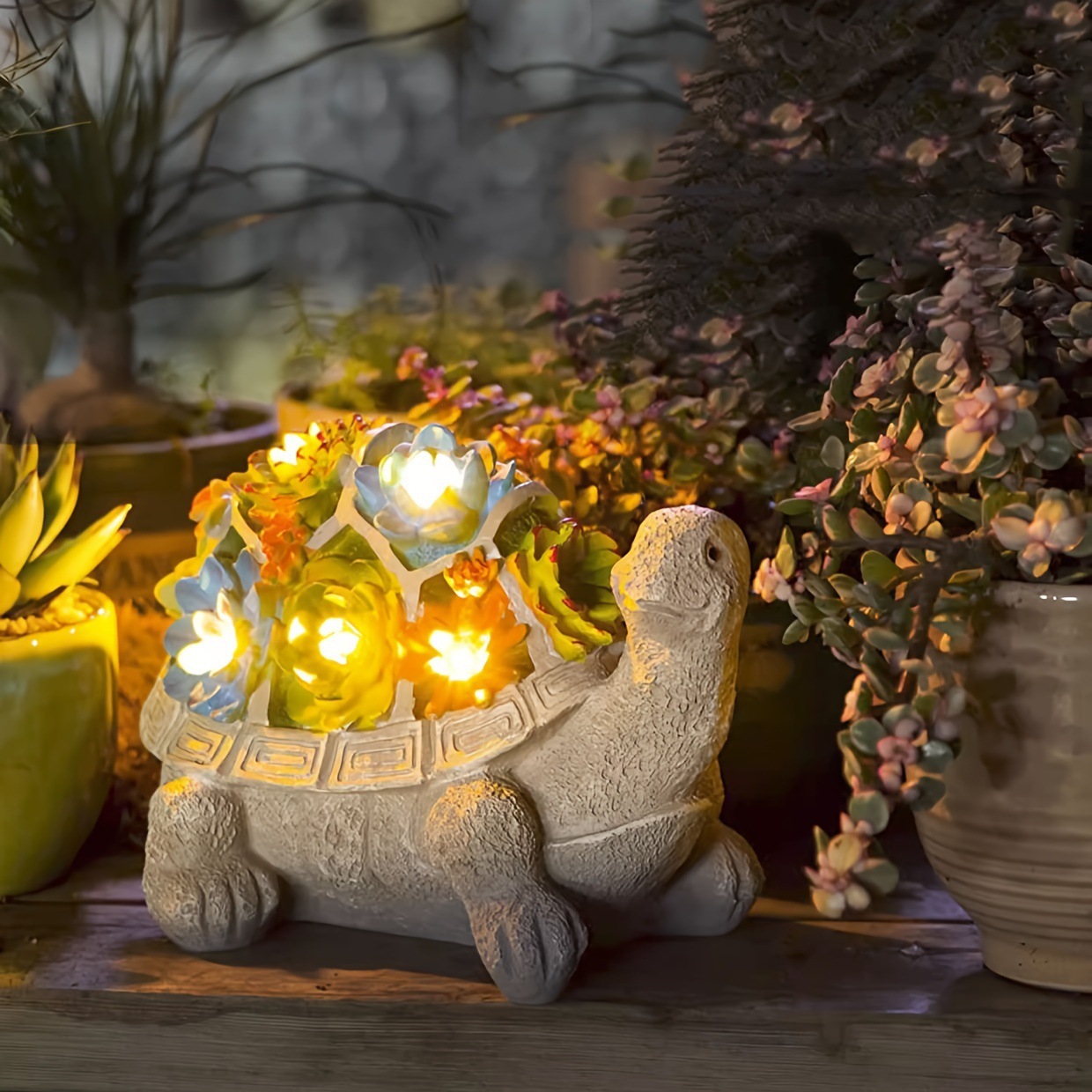 太阳能多肉乌龟雕像灯树脂户外防水工艺品动物园林花园庭院灯摆件详情4