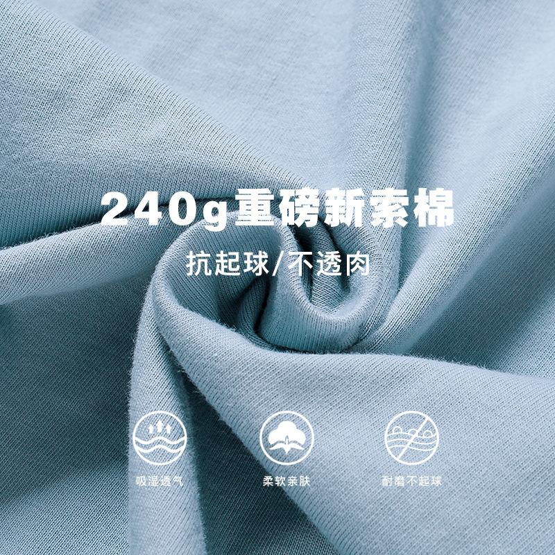 240g american heavy pure cotton solid color half sleeve t-shirt men's fashion brand european code off shoulder clothes short sleeve factory wholesale details Picture