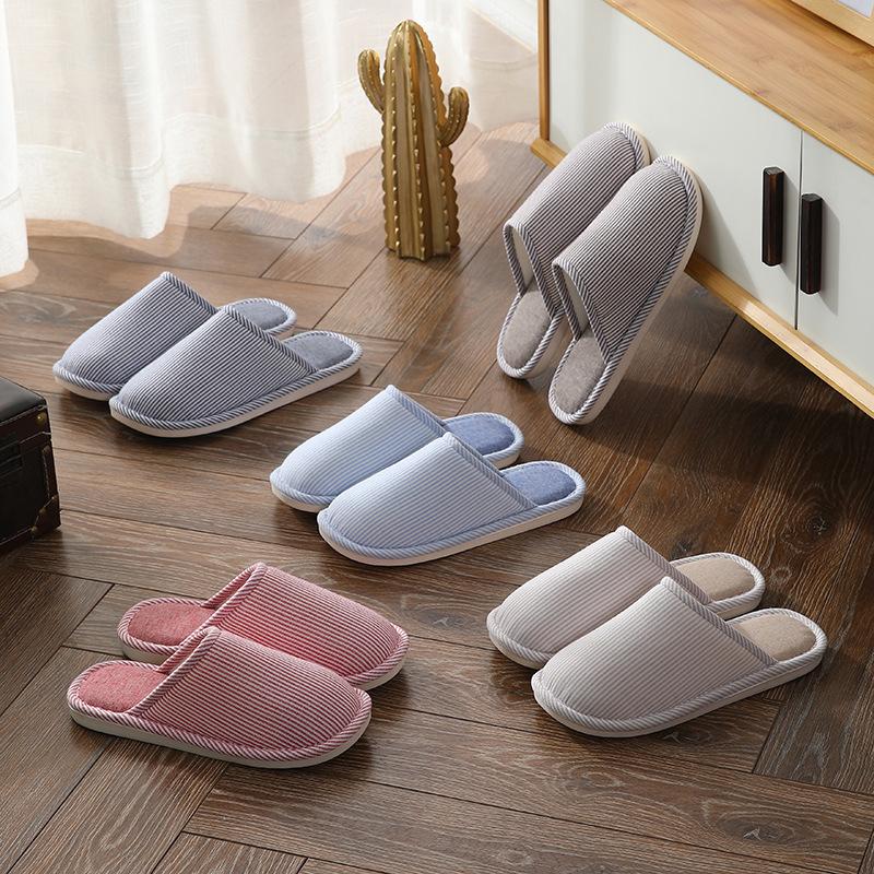cotton slippers men's autumn and winter slippers home indoor non-slip household cotton slippers women's confinement shoes slippers winter details Picture