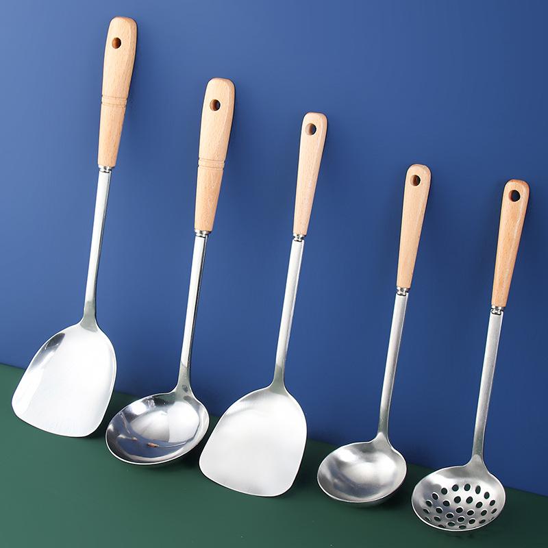 factory wholesale stainless steel soup colander kitchen supplies amazon hot selling wooden handle kitchenware kitchen items Specification drawing