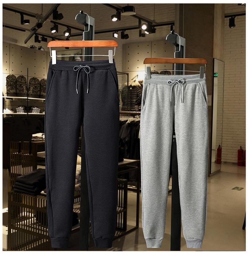 2023 new track sweatpants men's winter fleece-lined thickened casual pants teen trousers trendy skinny jogger pants