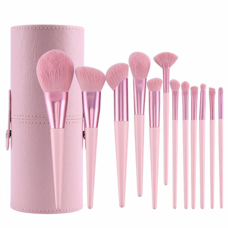 12 pink makeup brush set heart makeup brush powder brush blush brush eye shadow brush powder foundation brush beauty Item Picture