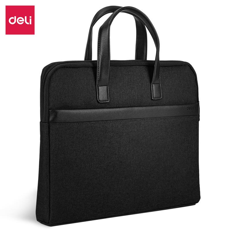 deli 63751 briefcase business professional canvas bag men's office conference bag portable briefcase