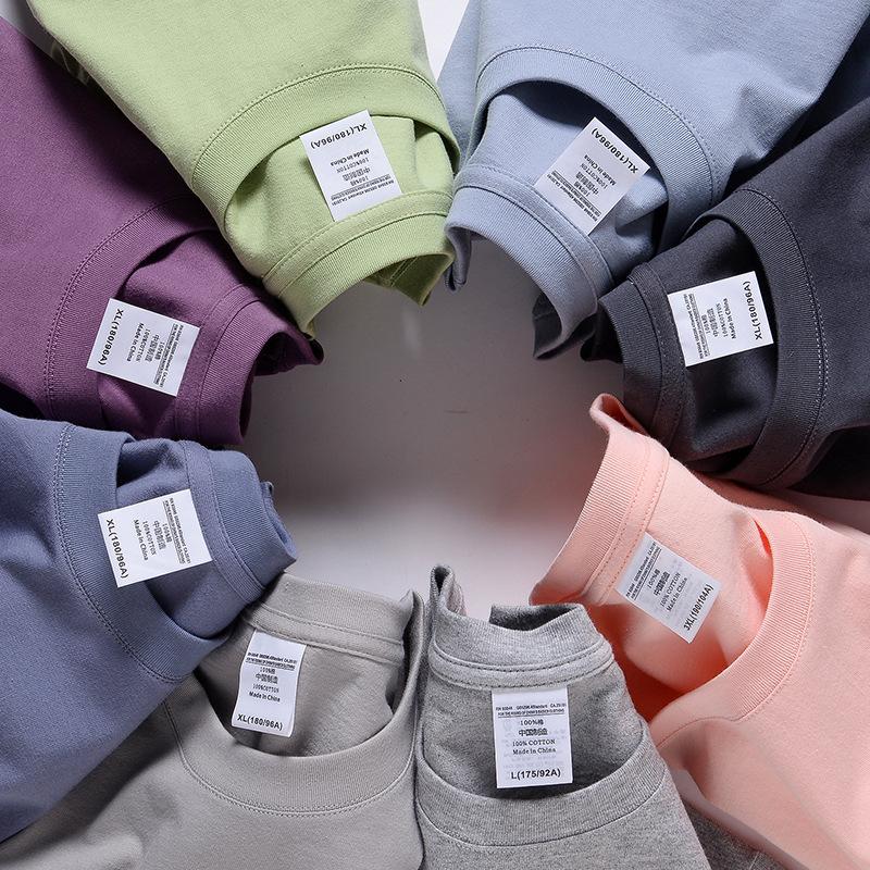 240g american heavy pure cotton solid color half sleeve t-shirt men's fashion brand european code off shoulder clothes short sleeve factory wholesale full figure