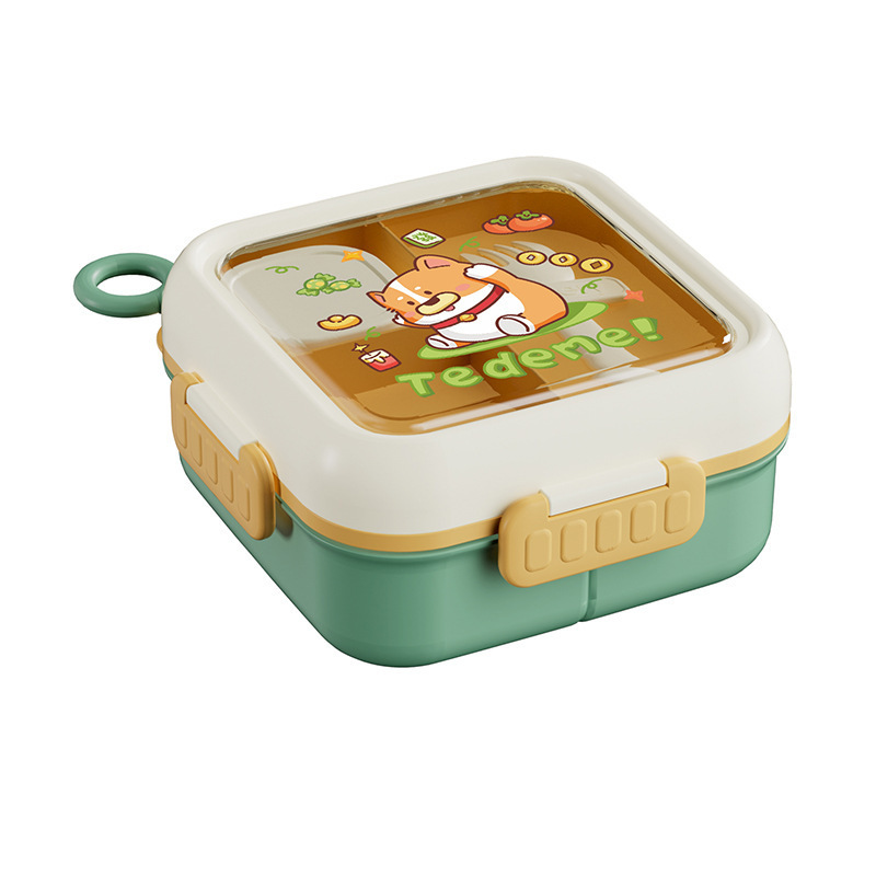 S42-6789 Cartoon square lunch box Students and office workers lunch box can be heated in the microwave bento box Specification drawing