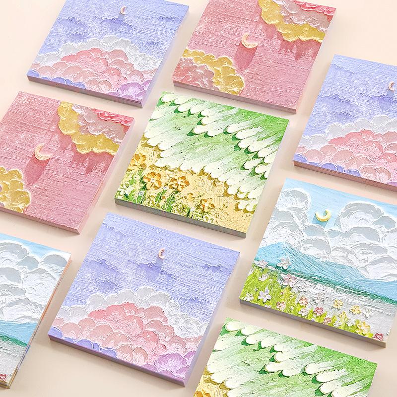 oil painting sticky notes student note sticker index stickers cute landscape message notepad simple memo notes full figure