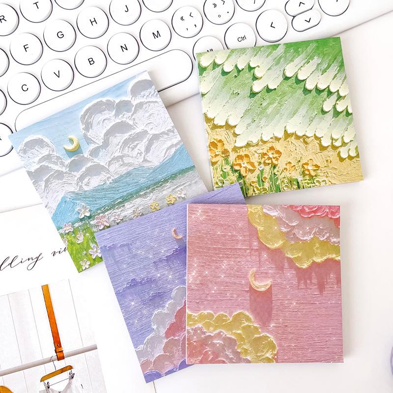 oil painting sticky notes student note sticker index stickers cute landscape message notepad simple memo notes details Picture