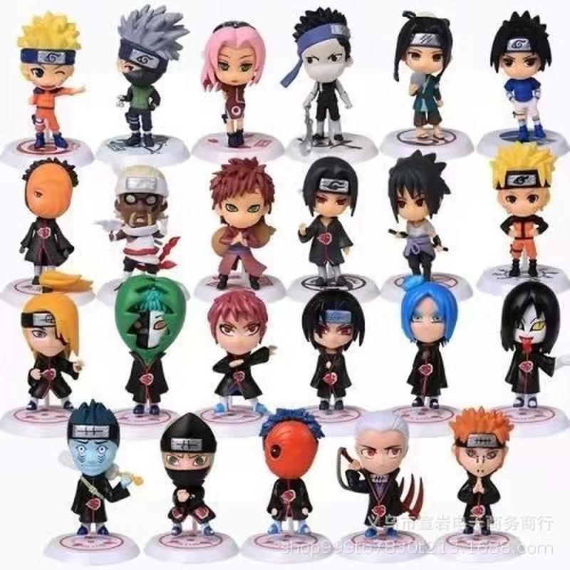 Naruto Hand-Made Box Full Set of Doll Q Version Naruto Sasuke Kakashi Gaara Ban Xiao Organization Ornaments full figure
