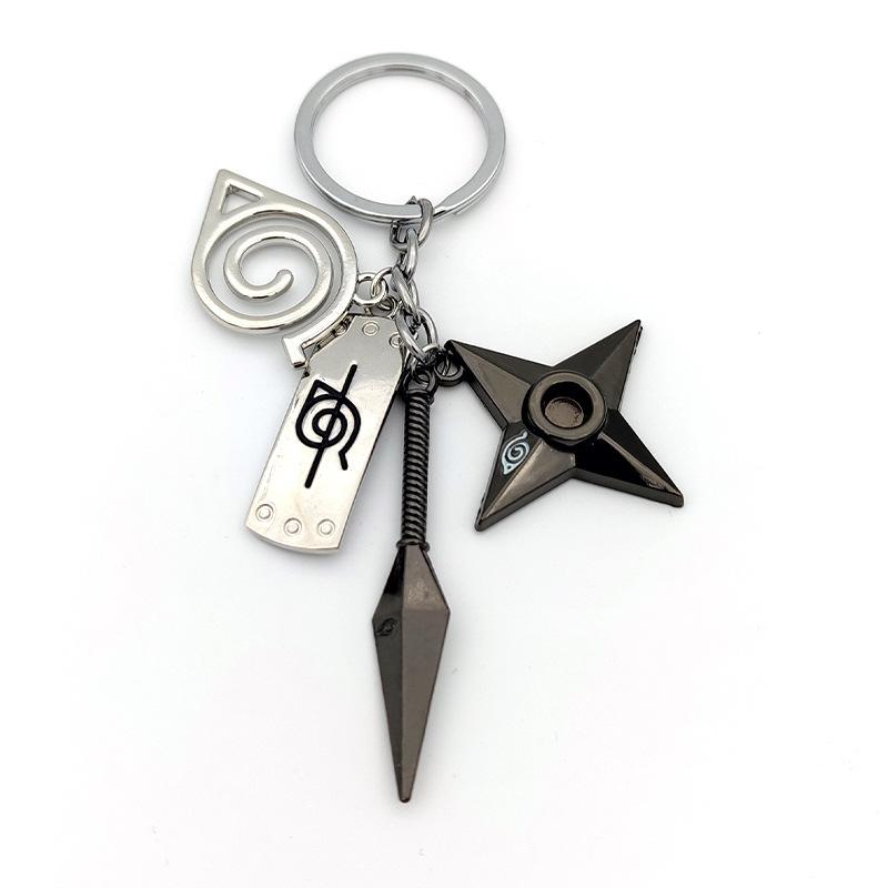 anime peripheral ornament naruto keychain xiao organization red cloud pendant wooden leaf logo alloy pendant wholesale details Picture