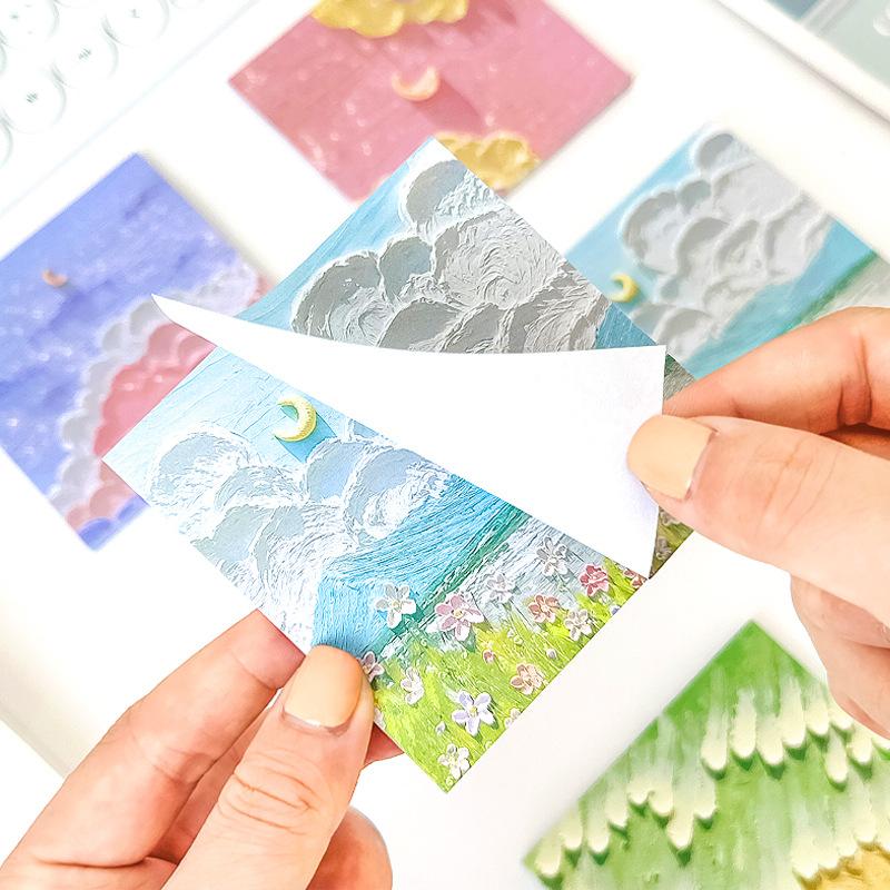 oil painting sticky notes student note sticker index stickers cute landscape message notepad simple memo notes Specification drawing