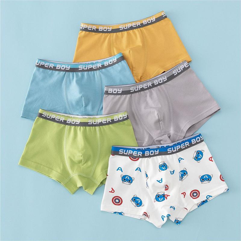 children's underwear pure cotton boxer marvel cartoon combination medium and big children student boy underpants factory wholesale details Picture