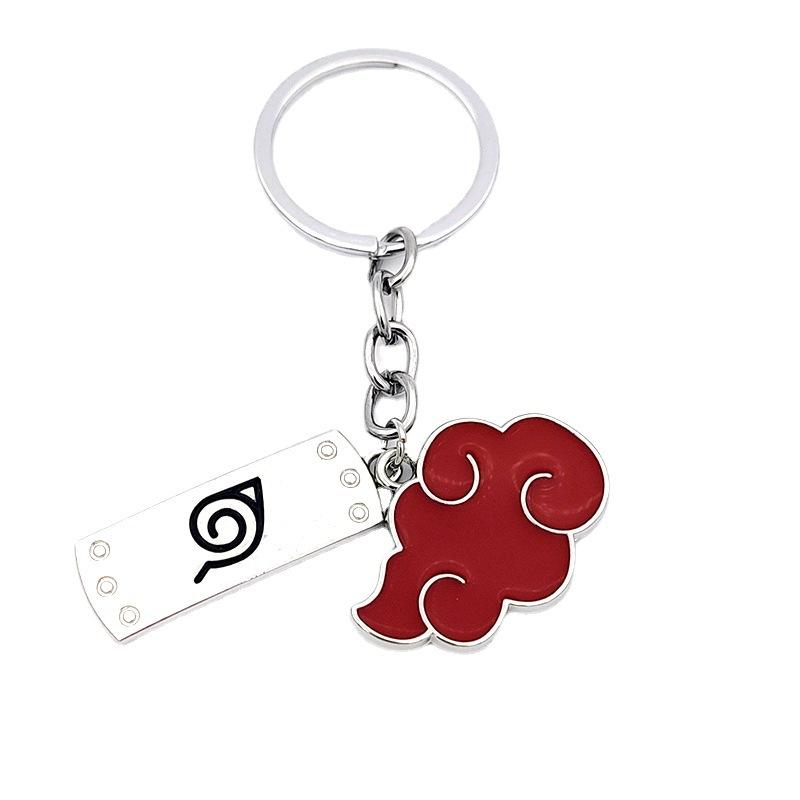 anime peripheral ornament naruto keychain xiao organization red cloud pendant wooden leaf logo alloy pendant wholesale Item Picture