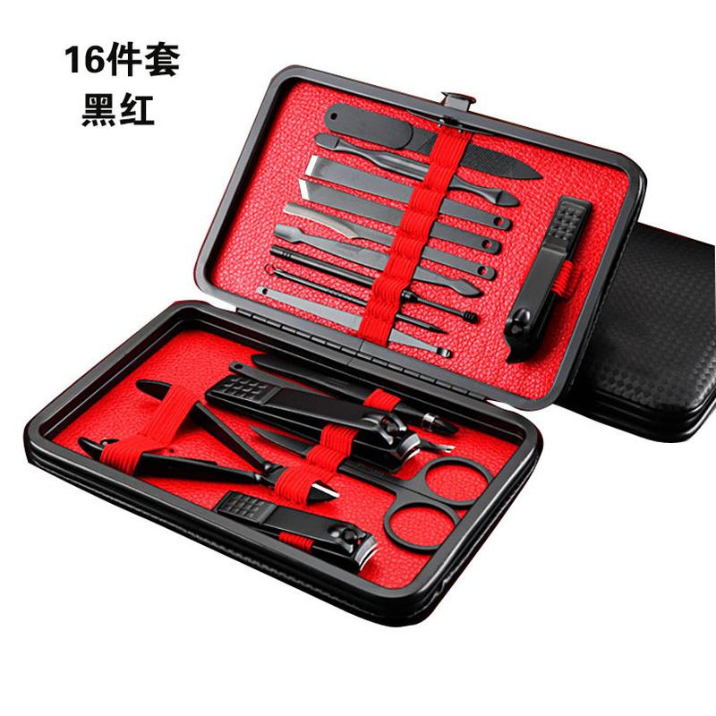 In Sto Manicure Red and B 16-Piece Set Nail Clippers Nail Scissors Nail Clippers Manicure Set Manicure Home Use Set