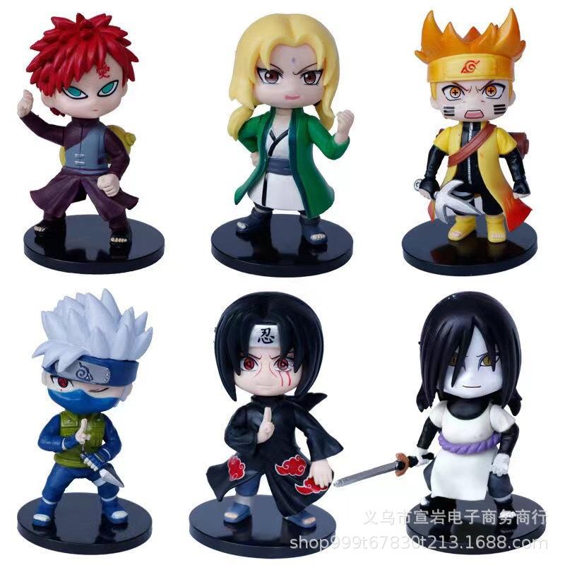 Naruto Hand-Made Box Full Set of Doll Q Version Naruto Sasuke Kakashi Gaara Ban Xiao Organization Ornaments Specification drawing