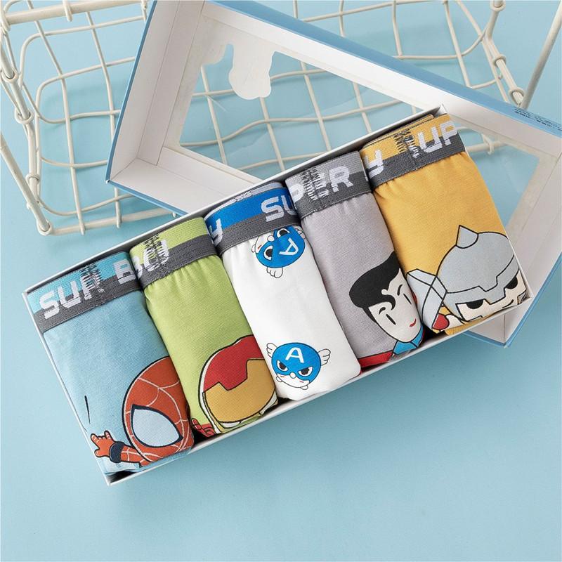 children's underwear pure cotton boxer marvel cartoon combination medium and big children student boy underpants factory wholesale Specification drawing