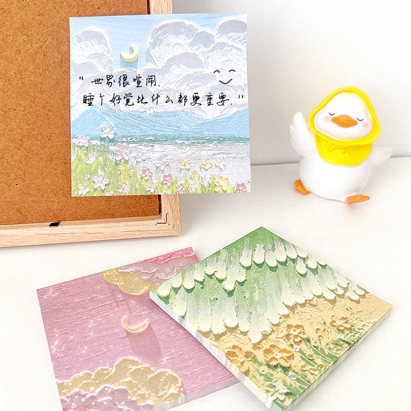 oil painting sticky notes student note sticker index stickers cute landscape message notepad simple memo notes Application Scenario