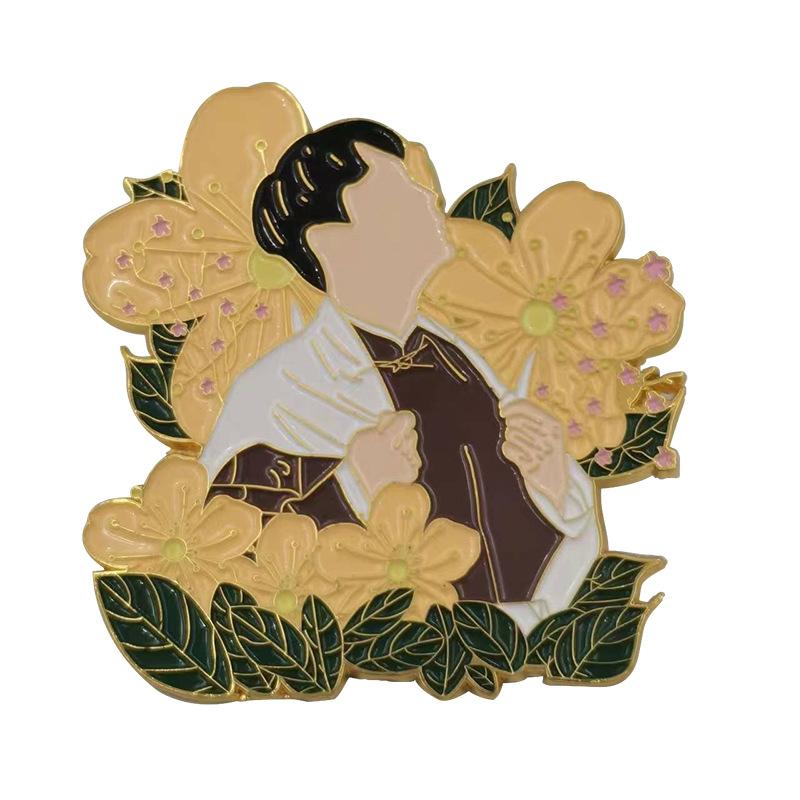 golden m badge customized factory cartoon cartoon name tag brooch medal customized metal school badge paint badge processing Item Picture