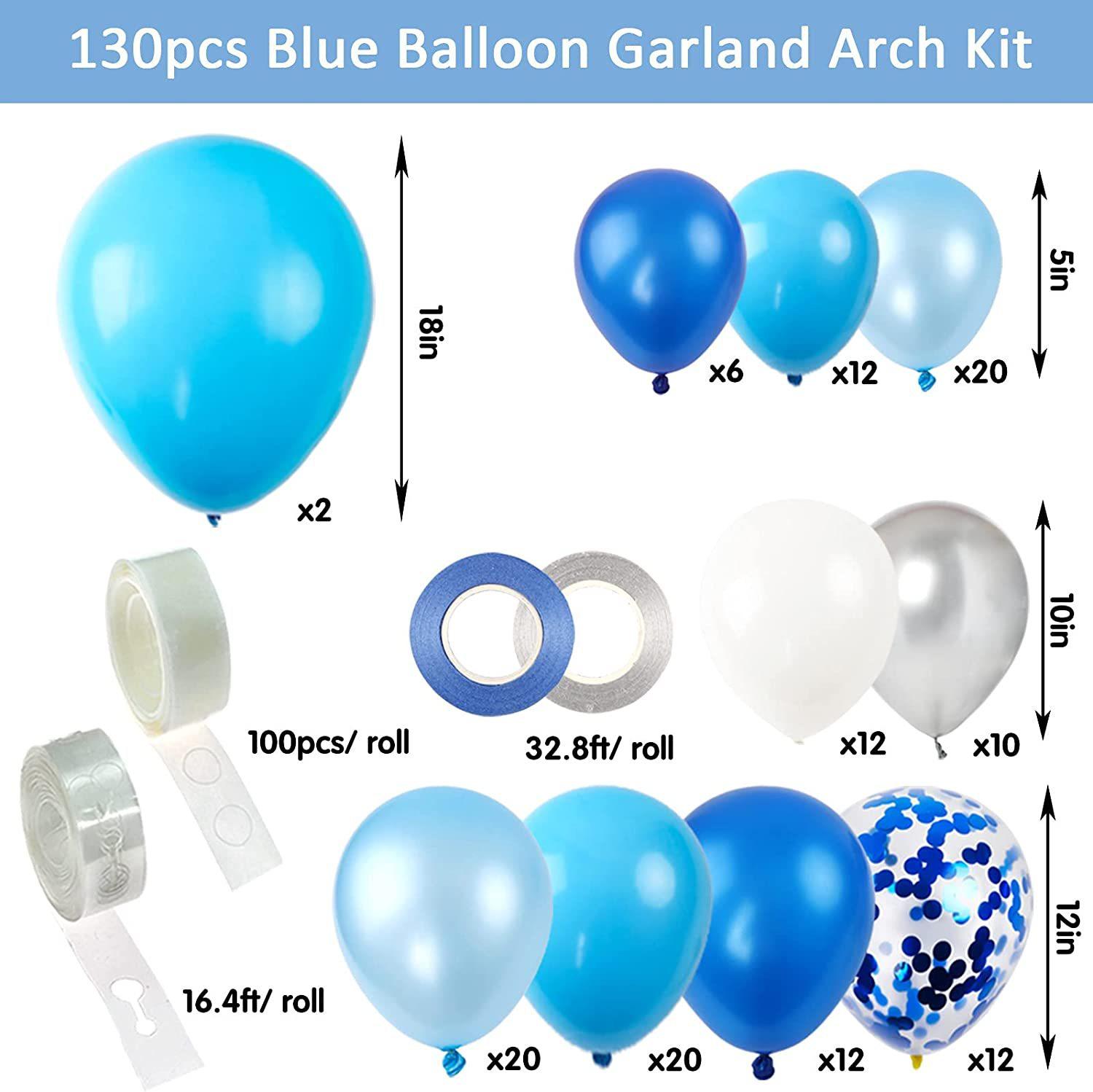 Blue Balloon Chain Set Ocean Blue Theme Birthday Wedding Party Decoration Background Item Picture