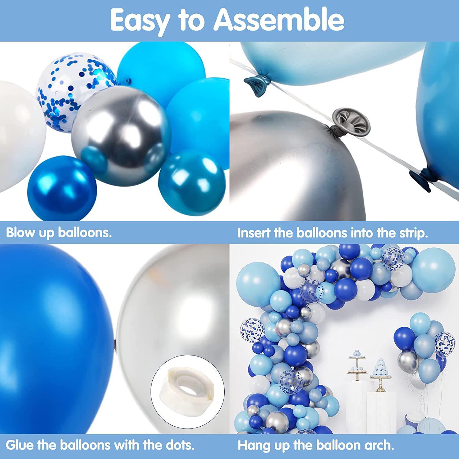 Blue Balloon Chain Set Ocean Blue Theme Birthday Wedding Party Decoration Background details Picture