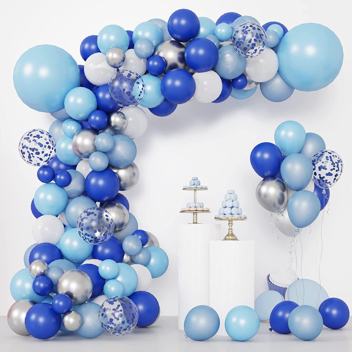 Blue Balloon Chain Set Ocean Blue Theme Birthday Wedding Party Decoration Background Application Scenario