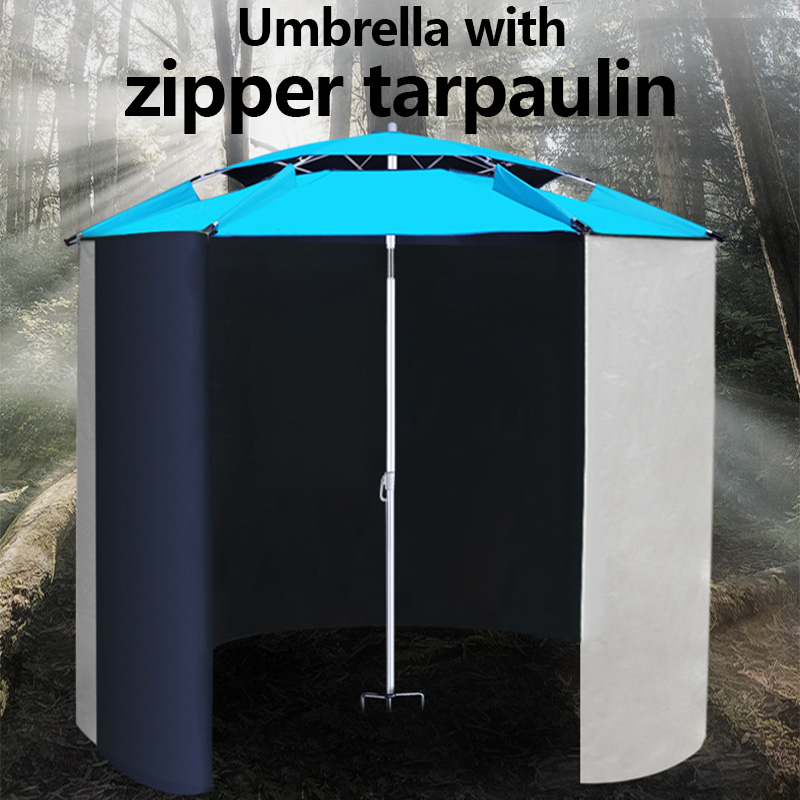 Outdoor Umbrella Umbrella with Zippered Curtain 