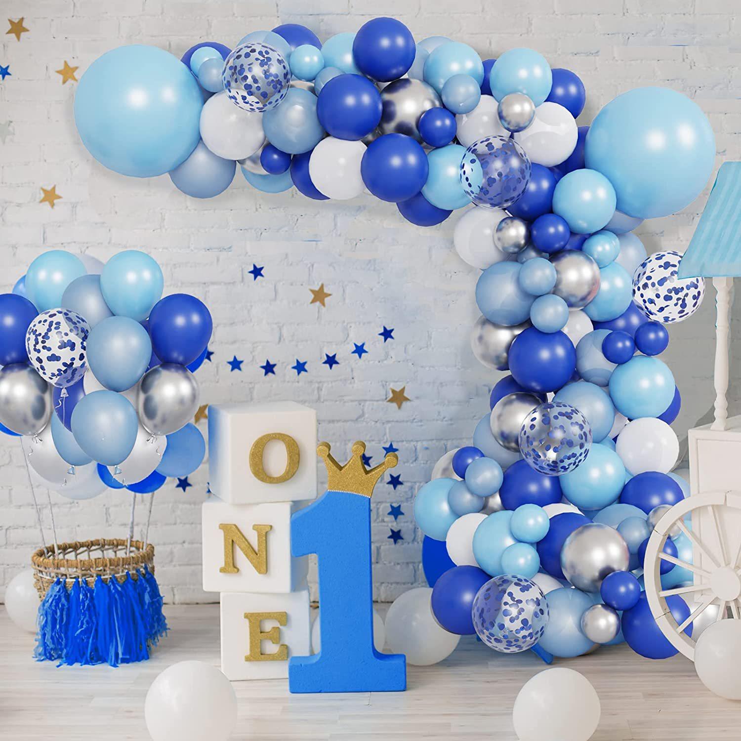 Blue Balloon Chain Set Ocean Blue Theme Birthday Wedding Party Decoration Background full figure