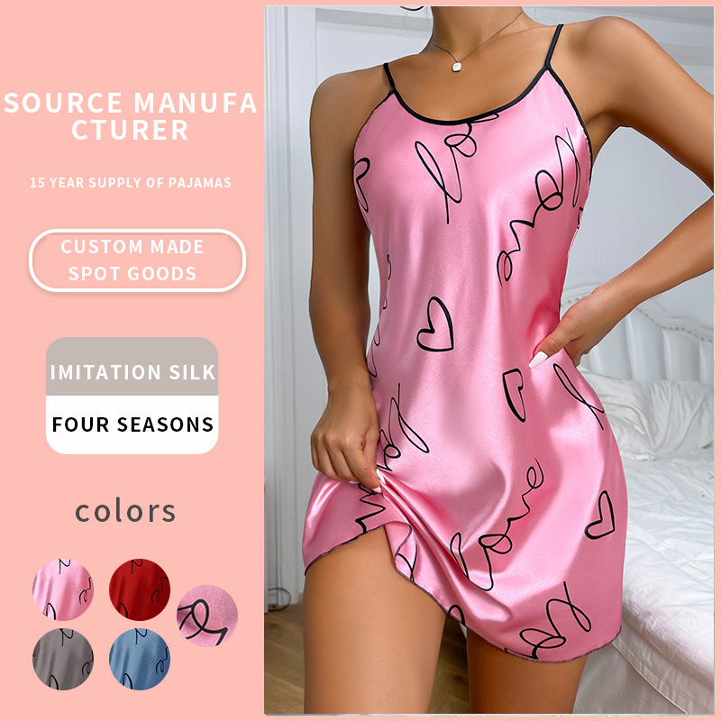 T spot Europe and the United States new ice silk sleeping dress summer sexy backless cross slip thin breathable home skirt Application Scenario