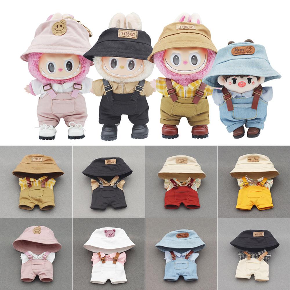 doll clothes 10cm cotton exo doll 17cm automobiles curtain cloth labubu bucket hat shirt suspender pants