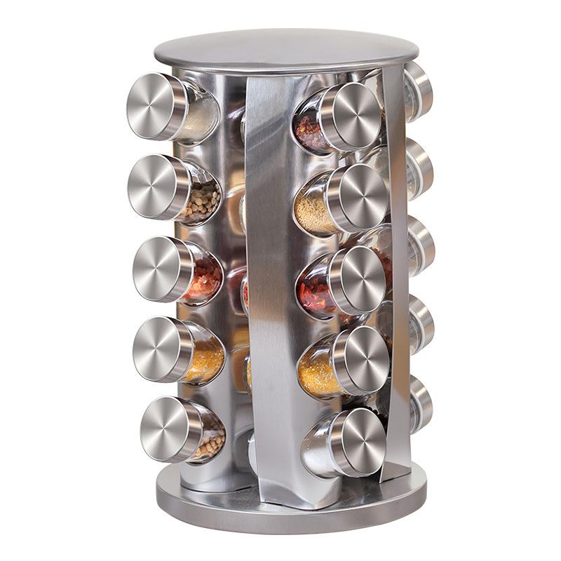 kitchen supplies rotating spice rack 430 stainless steel seasoning pot set spice storage seasoning box manufacturer Item Picture
