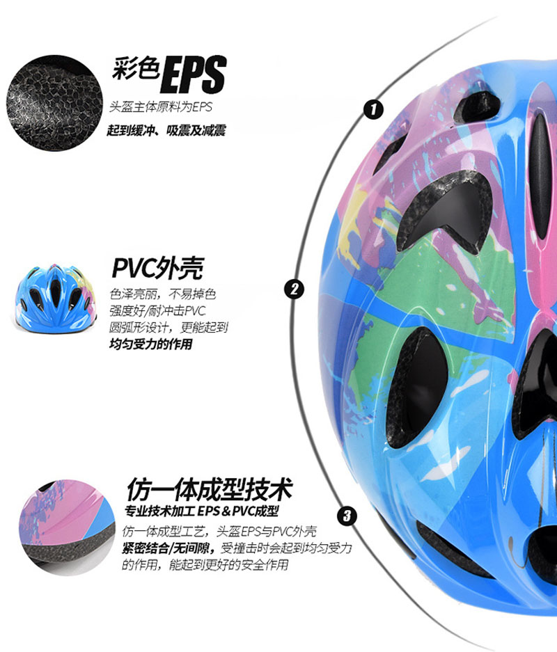 240709儿童运动头盔骑行自行车溜冰鞋头盔轮滑头盔平衡车头盔可调节骑行保护头盔安全帽详情2