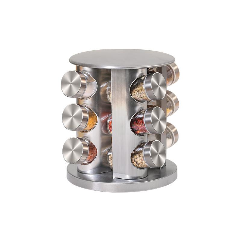 kitchen supplies rotating spice rack 430 stainless steel seasoning pot set spice storage seasoning box manufacturer Specification drawing