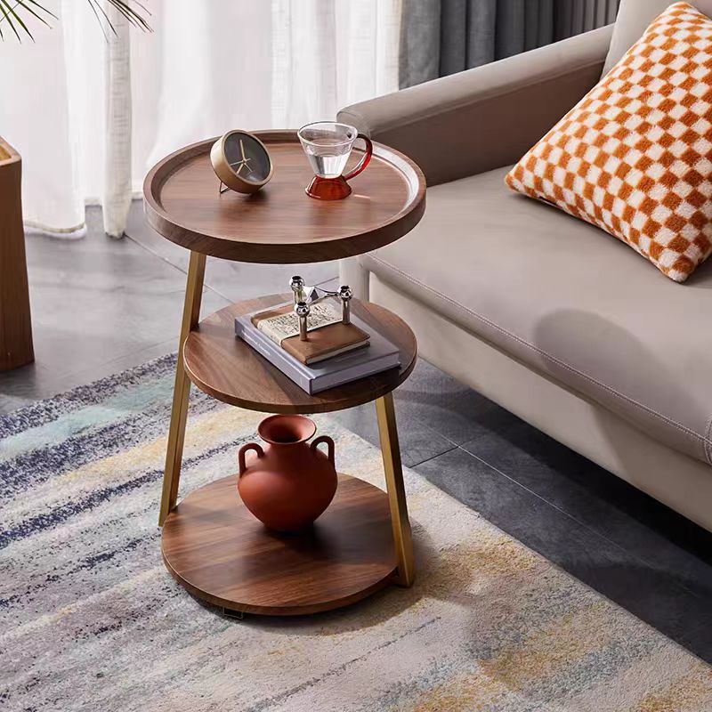 Light luxury three-story side table, small living room, home hotel side table, homestay sofa, cabinet beside, Nordic corner table, coffee table details Picture