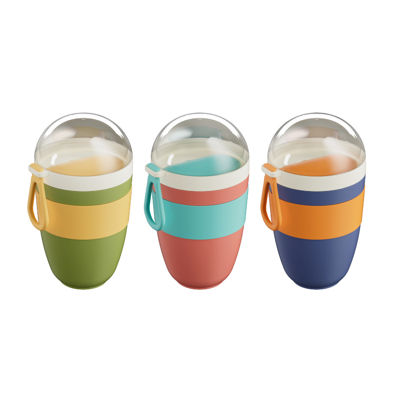 S42-6787 New oatmeal cup, yogurt cup with cover, scoop to go, double breakfast cup for office use Application Scenario
