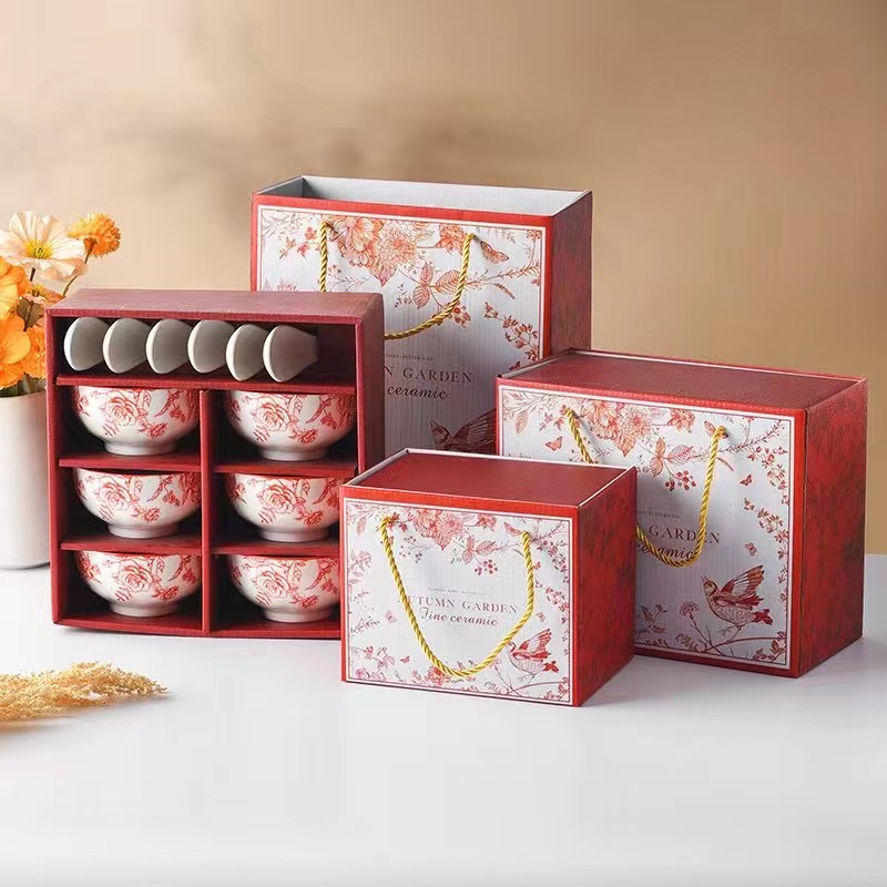 陶瓷餐具套装碗陶瓷盘礼品小套装米饭碗平盘方盘圆盘冷菜盘面碗瓷伴手礼礼品盒餐具套装详情图11