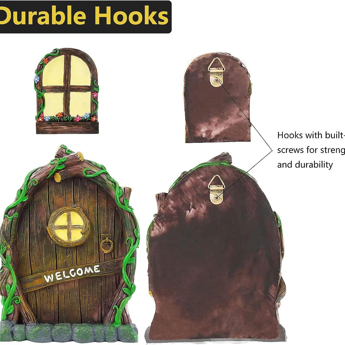 Cross-Border Resin Doors and Windows Pendant Luminous Doors and Windows Tree Pendant Courtyard Garden Decorations Resin Crafts Tree Decoration Specification drawing