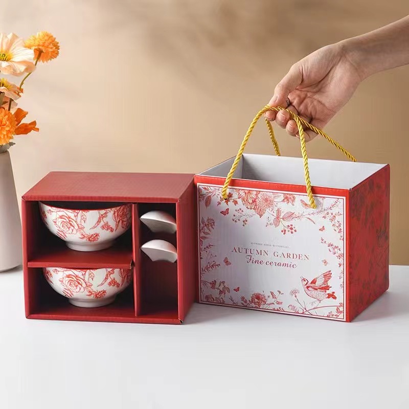 陶瓷餐具套装碗陶瓷盘礼品小套装米饭碗平盘方盘圆盘冷菜盘面碗瓷伴手礼礼品盒餐具套装详情图6