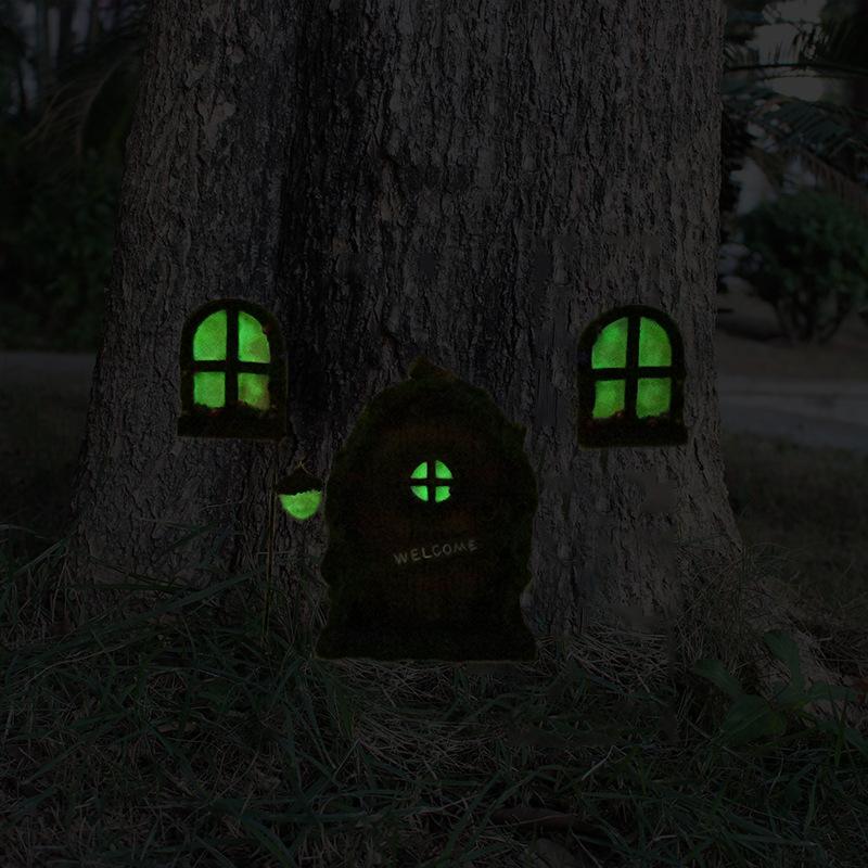 Cross-Border Resin Doors and Windows Pendant Luminous Doors and Windows Tree Pendant Courtyard Garden Decorations Resin Crafts Tree Decoration details Picture