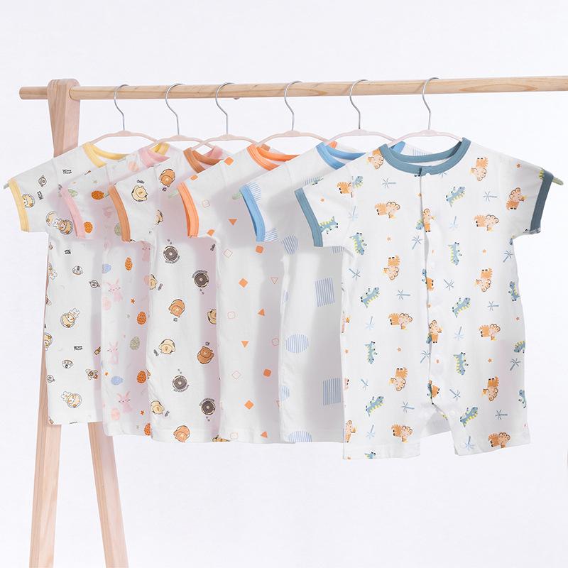 newborn cotton jumpsuit baby boneless baby rompers short sleeve printed boneless jumpsuit