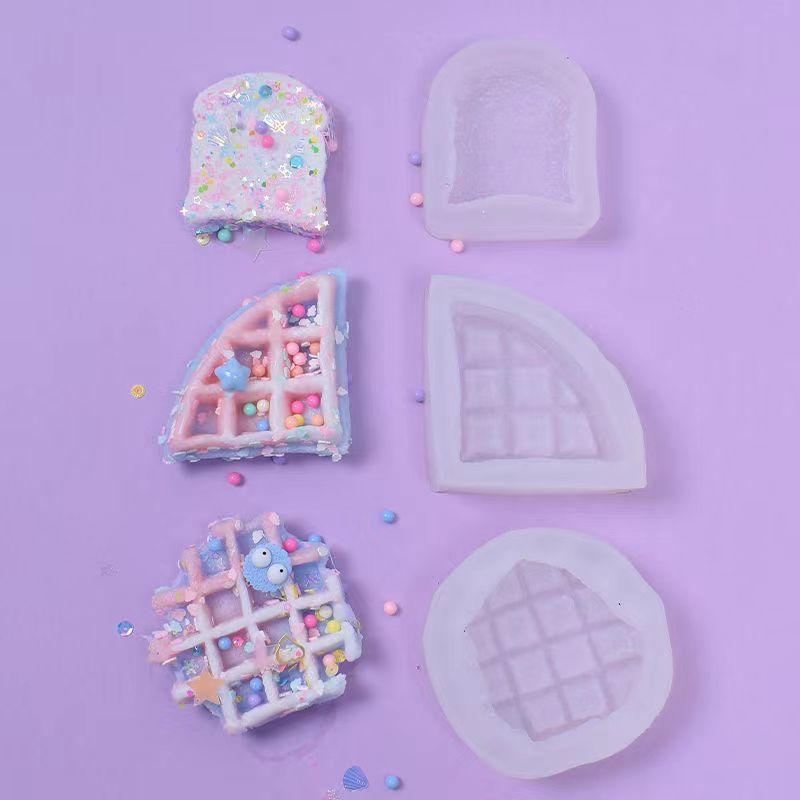 Simution Food Waffle Bread Toast Silicone Mold Cake Baking Squeezing Toy Mold Edible Silicon